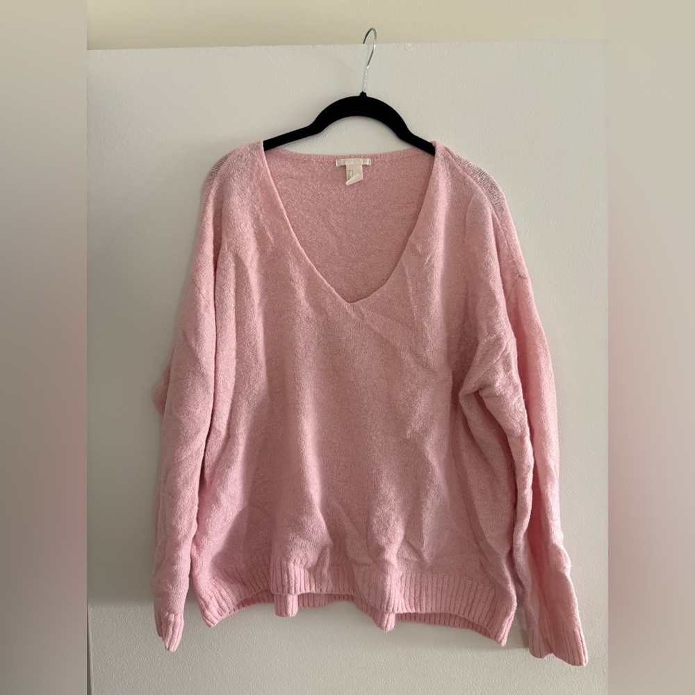 H&M Cozy Pink V-Neck Sweater